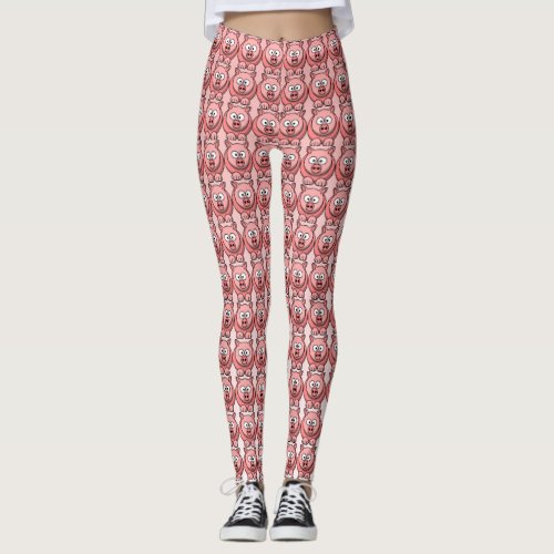 Pink Pig Pattern Leggings