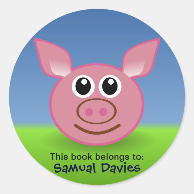 Pink Pig Personalized Name Labels (Front)