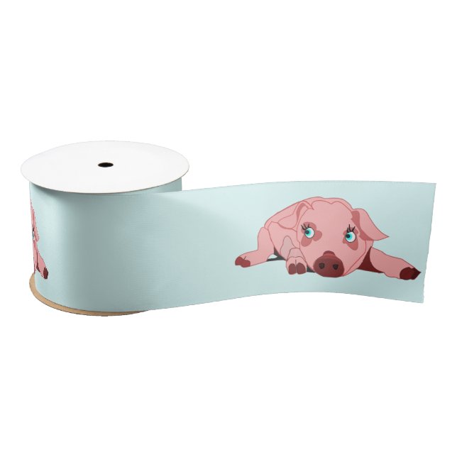 Pink Pig Ribbon - Customizable (Spool)