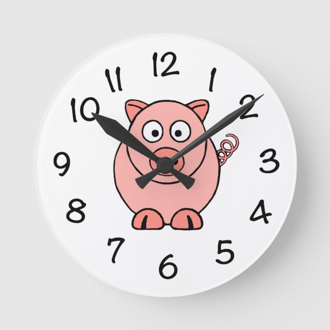 Pink Pig Round Clock (Front)