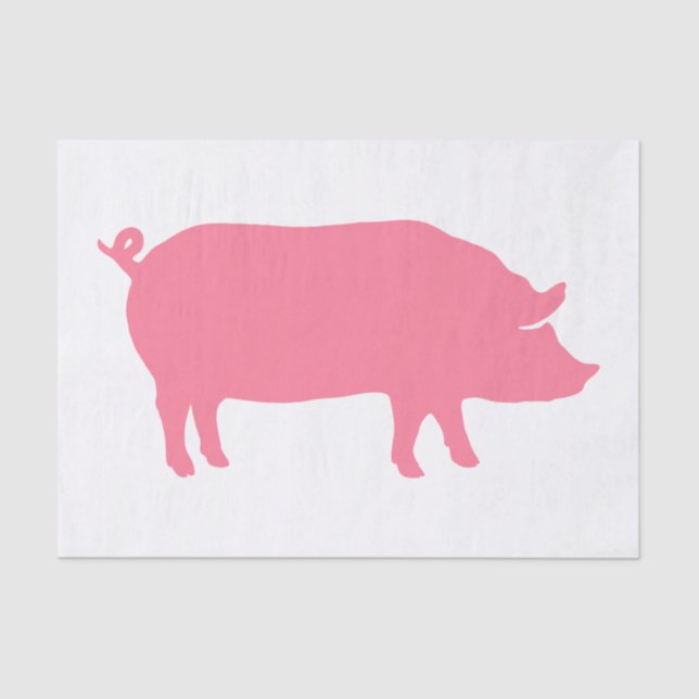 Pink Pig Silhouette Tissue Paper (Front)