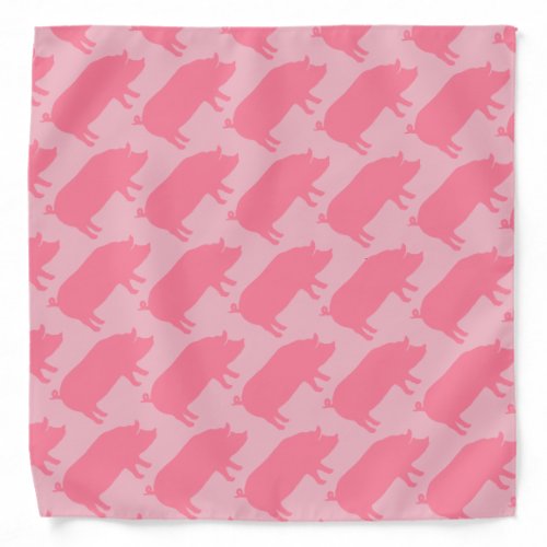 Pink Pig Silhouettes Pattern Bandana