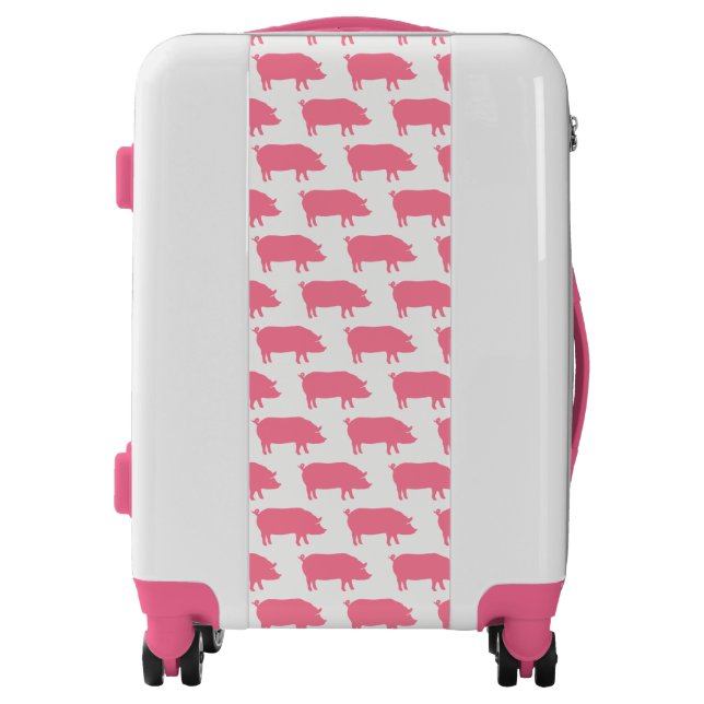 Pink Pig Silhouettes Pattern Luggage (Front)