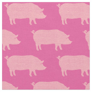 Pink Pig Silhouettes Patterned Fabric