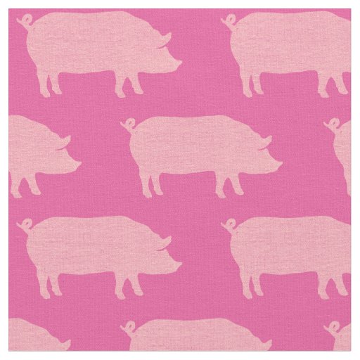 Pink Pig Silhouettes Patterned Fabric