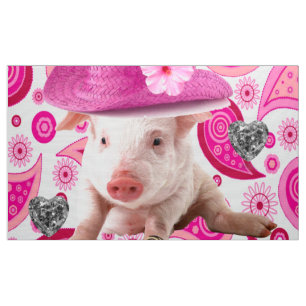 Pink Pig Silver Hearts Pink Paisley Fabric