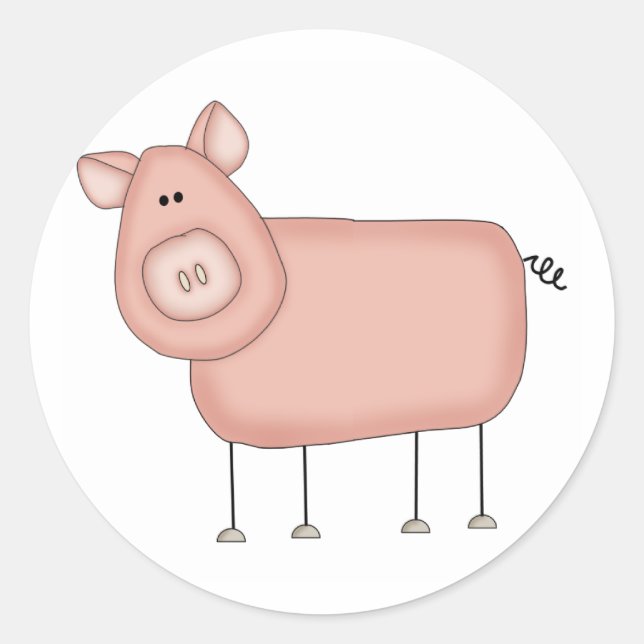 Pink Pig T-shirts and Gifts Classic Round Sticker (Front)