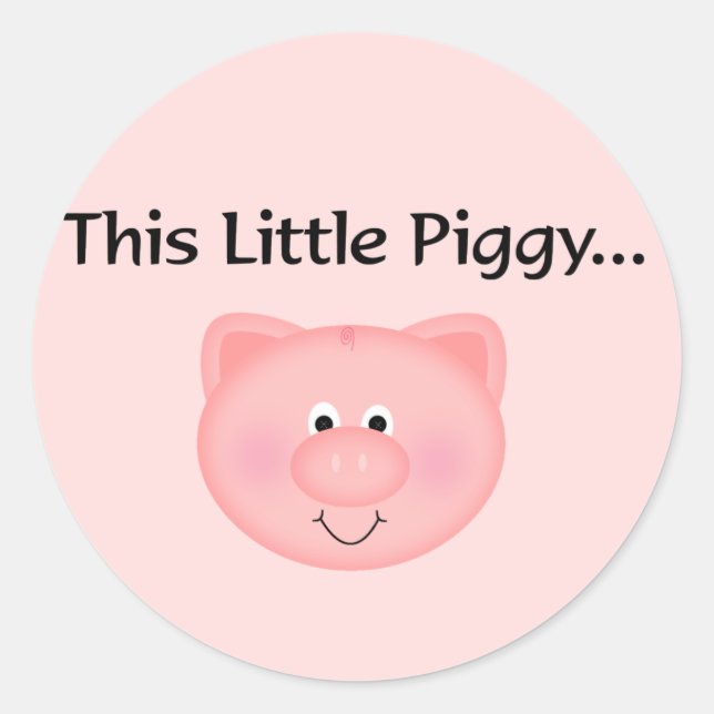 Pink Pig This Little Piggy Classic Round Sticker (Front)