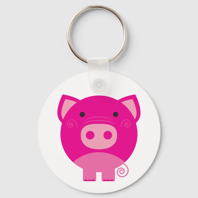 Pink Pig Tshirts and Gifts Keychain (Front)