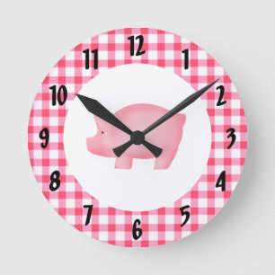 Pink Pig Wall Clock
