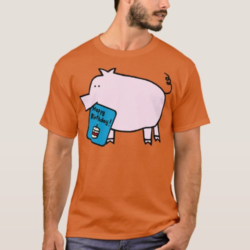 Pink Pig with Birthday Greetings T_Shirt
