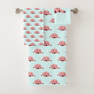 Pink Pig with Blue Eyes Bath Towels - Your Colors