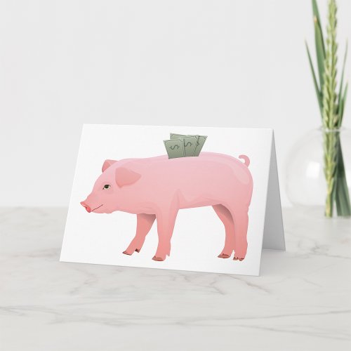 Pink Piggy Bank Greeting Cards
