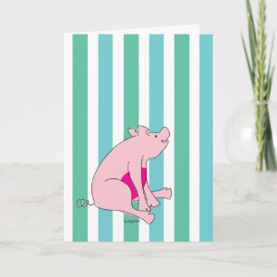 Pink Piggy Birthday Card