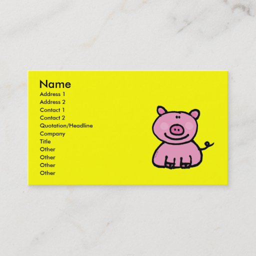 Customizable Pink piggy business card templates