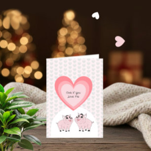Pink piggy couple  card