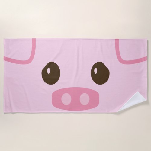 Pink Piggy Face Beach Towel