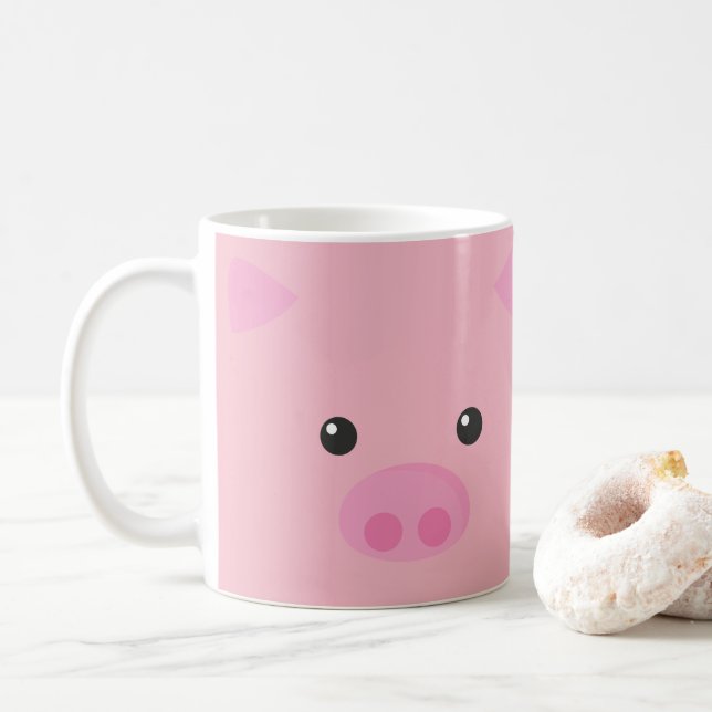 Pink Piggy Face Coffee Mug (With Donut)