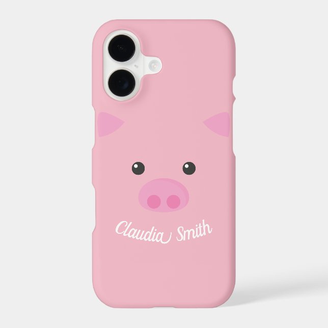 Pink Piggy Face Iphone Case (Back)