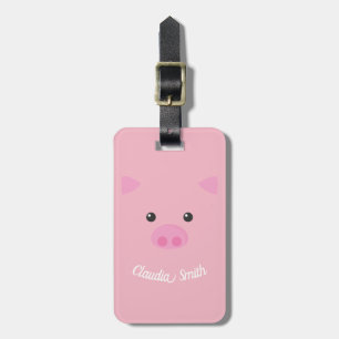 Pink Piggy Face Luggage Tag
