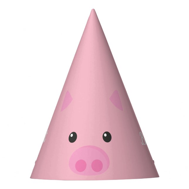 Pink Piggy Face Party Hat (Front)