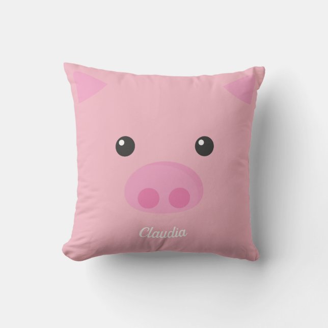 Pink Piggy Face Throw Pillow (Front)