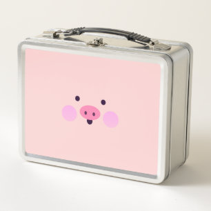 Pink Piggy Metal Lunch Box