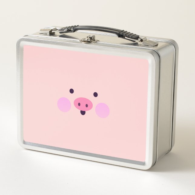 Pink Piggy Metal Lunch Box (Front)