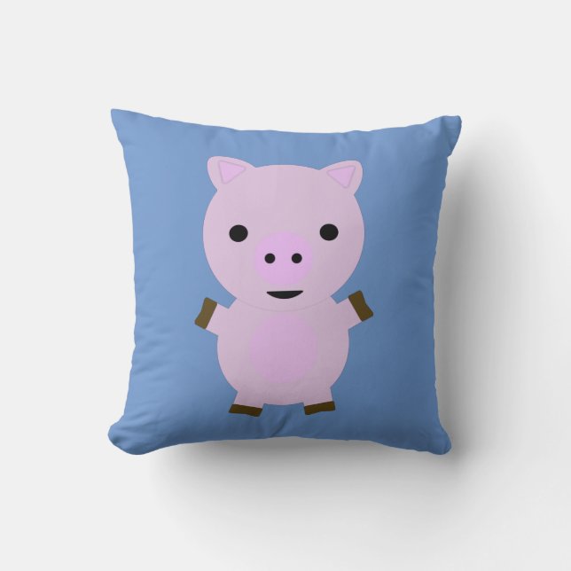Pink Piggy Throw Pillow (Front)