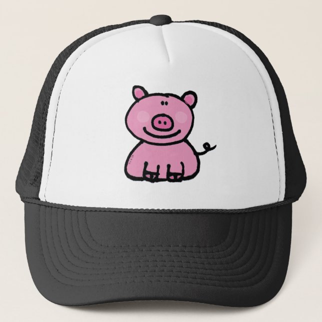 Pink piggy trucker hat (Front)