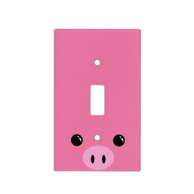 Pink Piglet Cute Animal Face Design Light Switch Cover (Front)