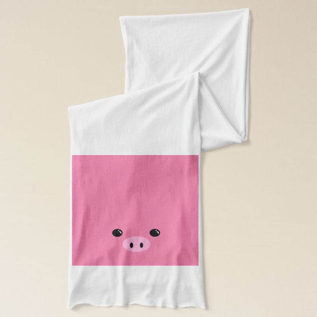 Pink Piglet Cute Animal Face Design Scarf (Left)