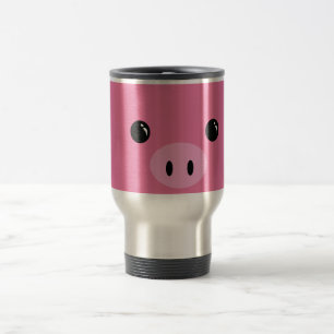 Pink Piglet Cute Animal Face Design Travel Mug