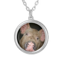Pink Piglet Silver Plated Necklace