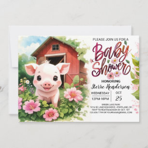 Pink Piglet's Boho Bash Floral Baby Shower Invitation