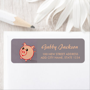 Pink pigs pattern on grey label