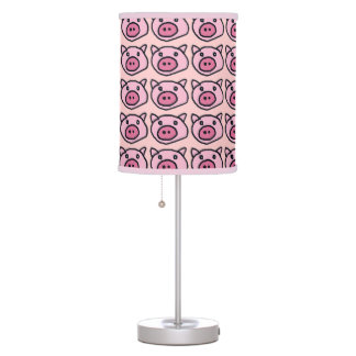 pink pigs pattern table lamp