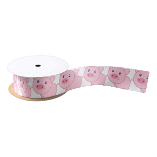 Pink Pigs Satin Ribbon
