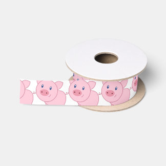 Pink Pigs Satin Ribbon