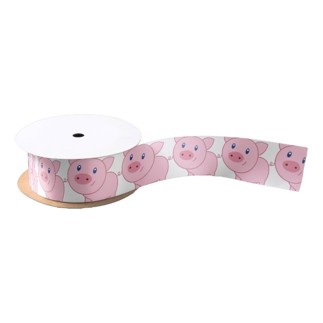 Pink Pigs Satin Ribbon (Spool)