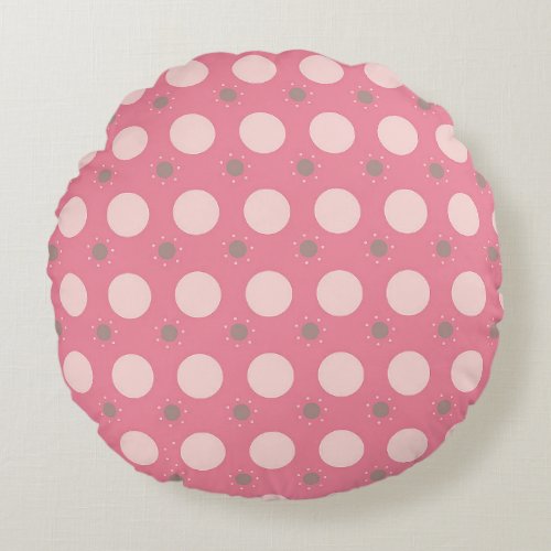 Pink pika Dot wrapping paper Round Pillow