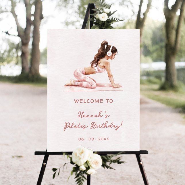 Pink Pilates Princess Birthday Party Welcome Sign (Creator Uploaded)