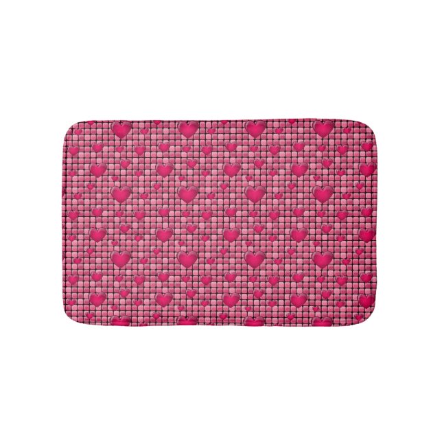 Pink Pile With Hearts Bathroom Mat (Front)