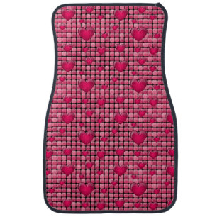 Pink Pile With Hearts Car Mat