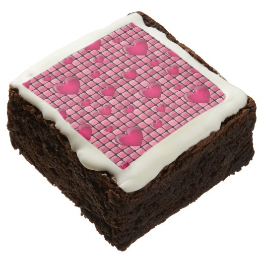 Pink Pile With Hearts Chocolate Brownie (Angled)