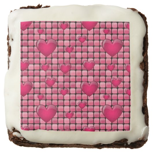 Pink Pile With Hearts Chocolate Brownie (Front)