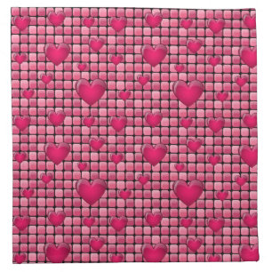 Pink Pile With Hearts Cloth Napkin