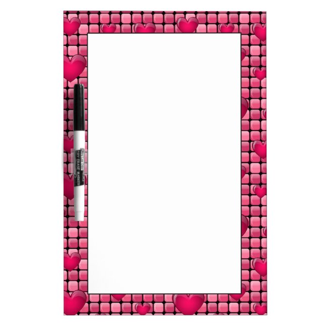 Pink Pile With Hearts Dry-Erase Board (Front)