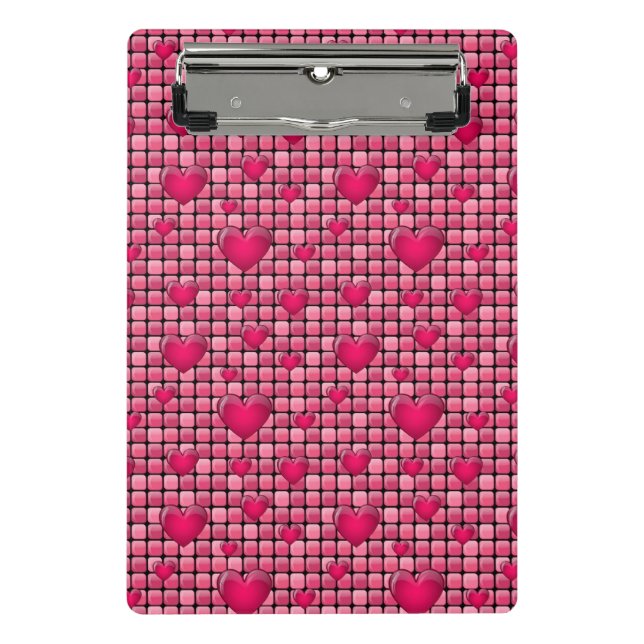 Pink Pile With Hearts Mini Clipboard (Front)