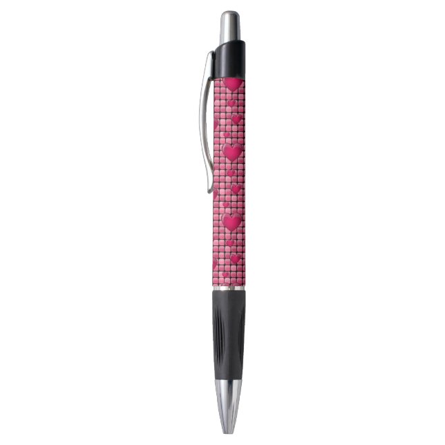 Pink Pile With Hearts Pen (Top (Vertical))
